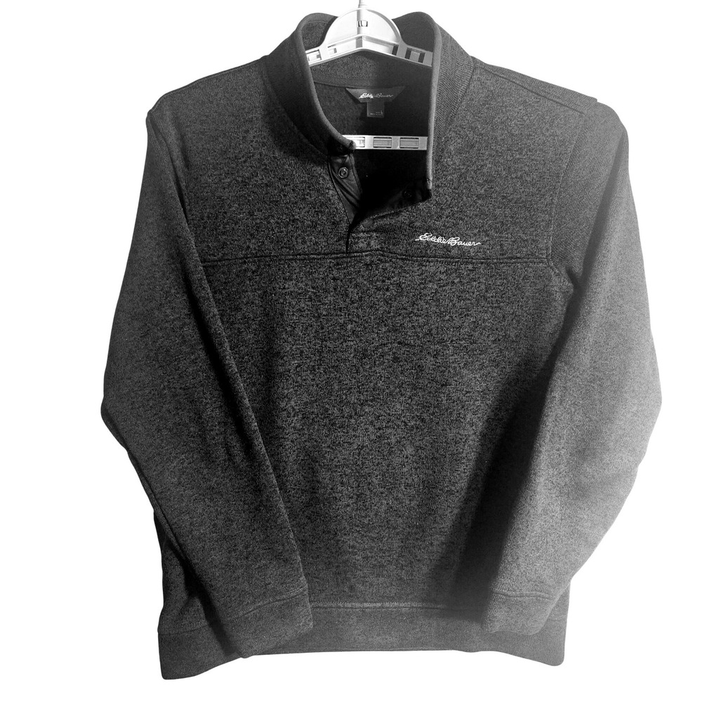 Eddie Bauer Mens Radiator Fleece‎ Snap Mock Pullover Gray Long Sleeve Large
